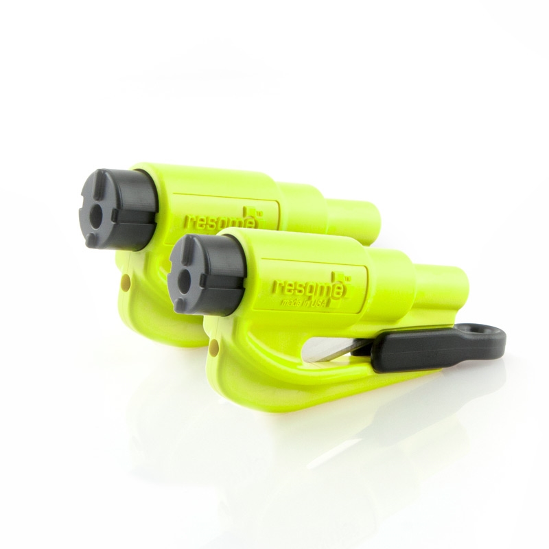 Two resqme® Car Escape Tool, Seatbelt Cutter / Window Breaker - Lime