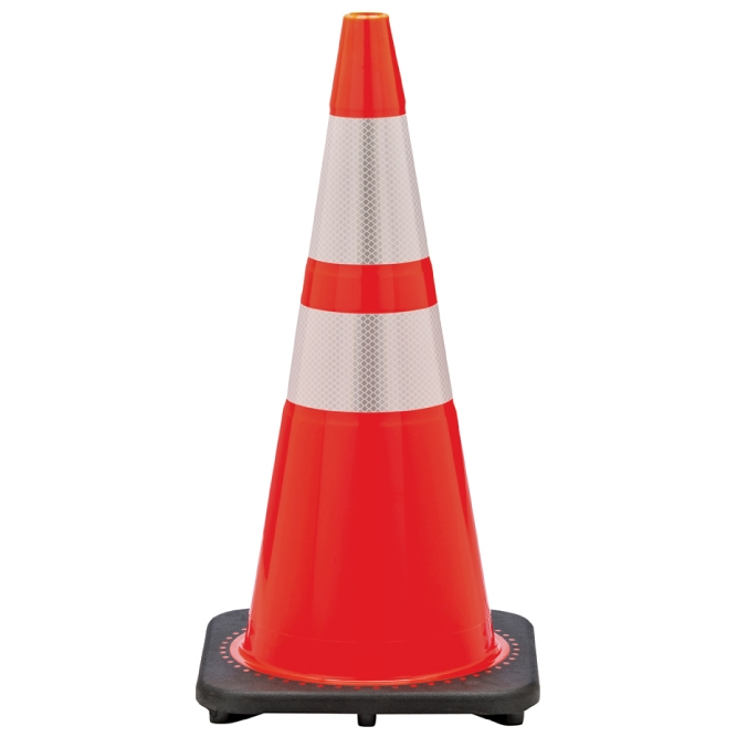 Orange Traffic Cone 28" with Reflective Stripes