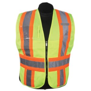 ICS Deluxe Vest with Stripes - Hi-Vis Lime